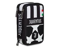 Astuccio 3 Zip Juventus, golden fighter, Bianco e Nero, Completo di Matite, Pennarelli etc, Scuola & Tempo Libero