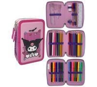 Astuccio 3 Zip Kuromi Sanrio 45 Pezzi con Pastelli e Pennarelli Giotto