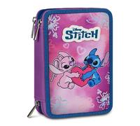 Seven Astuccio Lilo & Stitch 3 Zip, Triplo Scomparto, Completo di Matite, Pennarelli, Colori, Accessori Zaino, Elementari, Medie, Superiori, Blue Deep, Bambine e Ragazze, rosa