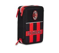 Astuccio 3 Zip MILAN GLORY & HONOUR, Nero, Completo di Matite, Pennarelli