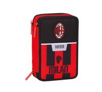 Seven Milan Astuccio Scuola 3 Zip, Nero, Portapenne Triplo Scomparto Completo Di Penne, Matite, Colori, Accessori Zaino, Scuola Elementare, Bambino Calcio