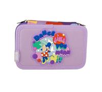 Astuccio 3 Zip Minnie 20x13x7 cm - Completo di Pennarelli, Pastelli e Accessori, Zip Rinforzate, Patch 3D - Licenza Ufficiale Disney Cerdà