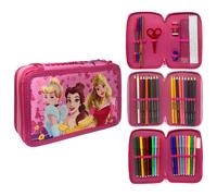 ASTUCCIO 3 ZIP SCUOLA PRINCIPESSE DISNEY MULTISCOMPARTO PORTACOLORI GIOTTO COLOR