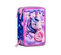 Astuccio 3 Zip Seven 3D SJ Gang Pixie Unicorn Portapenne Scuola Tre Scomparti