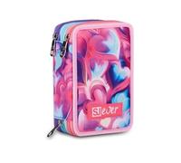 Astuccio 3 Zip Seven SJ Ever Pink Beat Portapenne Scuola Bambina Tre Scomparti