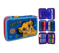 Astuccio 3 zip Simba Re Leone Disney completo 44 pezzi per la scuola multiscomparto penne matite colori pennarelli giotto