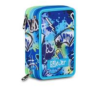 SJ GANG STYLE JAM GANG Astuccio Scuola 3 Zip, Sj Ever Cloudy Blue, Azzurro, Triplo Scomparto, Portapenne Attrezzato, 45 pezzi, Accessori Zaino, Scuola elementare, Bambino