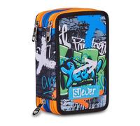 SJ GANG STYLE JAM GANG Astuccio Scuola 3 Zip, Sj Ever High Flames, Nero, Triplo Scomparto, Portapenne Attrezzato, 45 pezzi, Accessori Zaino, Scuola elementare, Bambino