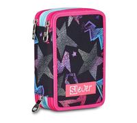 SJ GANG STYLE JAM GANG Astuccio Scuola 3 Zip, Sj Ever Star Drafts, Nero, Triplo Scomparto, Portapenne Attrezzato, 45 pezzi, Accessori Zaino, Scuola elementare, Bambina