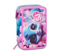 SJ GANG STYLE JAM GANG Astuccio Scuola 3 Zip MAGICAL FANTASY GIRL, Rosa, Triplo Scomparto, 45 pezzi, Set cancelleria incluso, Pratica chiusura con zip, Scuola elementare, Bambina