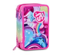SJ GANG STYLE JAM GANG Astuccio Scuola 3 zip SOFT POUCH GIRL, Rosa, Triplo Scomparto, 45 pezzi, Portapenne Attrezzato, Completo di matite, penne e colori, Accessori Zaino, Scuola elementare, Bambina
