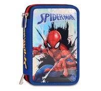 Seven Astuccio Scuola 3 zip Spiderman, Blu, Triplo Scomparto, Portapenne Attrezzato, Contenuto 44 pezzi, Cancelleria inclusa, Accessori Zaino, Scuola elementare e asilo, Bambino