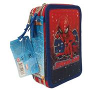 Astuccio 3 zip spiderman con cancelleria giotto - completo e colorato