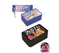Tinta Unita Astuccio Triplo 3 Zip Completo - 19.5×13.5×7 cm Fantasie Cupido e Unicorno - Scuola - 2 Penne Cancellabili, Pastelli, Pennarelli, Accessori (Rosa Cupido)