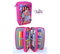 Astuccio 3 zip VIOLETTA scuola ,super accessoriato ,matite firmate mod.3