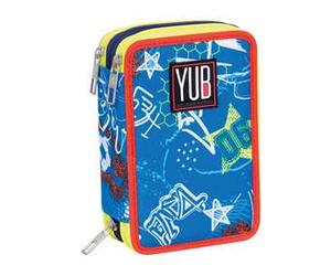 Astuccio 3 Zip Yub Flashy Sign, 12,5 x 20 x 7 cm - Azzurro
