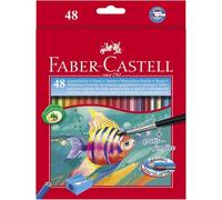 Faber-Castell Watercolour Pencil + Brush Box - 48 Pencils 1 count (Pack of 1)