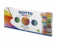 F.I.L.A. Astuccio 50 Pastelli A Matita Giotto Stilnovo - Contiene 44 Colori Classici, Oro, Argento, E 4 Fluo - Diametro Mina 3,8Mm