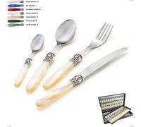 Astuccio 75 pezzi posate mona lisa, Acciaio 18/10 AISI 304 Lucido manicatura acrilico perlato multicolor