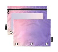 Astuccio a 3 anelli con cerniera per raccoglitori a 3 anelli, con cerniera, per la scuola, tasche trasparenti per ragazzi, 24,9 x 18 cm, confezione da 2
