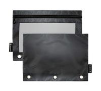 Astuccio a 3 anelli Mystic Black Glow Gradient Pen Pencil Bags con cerniera rosa scuola trasparente tasche morbide 24,9 x 18 cm, 2 confezioni