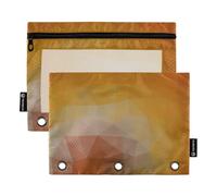 Astuccio a 3 anelli per raccoglitore, con finestra trasparente, arancione sfumato, organizer grande e robusto, con 3 anelli, per ufficio, scuola, cosmetici, multicolore, 2 pezzi