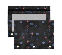 Astuccio a 3 anelli per raccoglitori con finestra trasparente blu e bianco cartone animato mondo sottomarino in tessuto colori assortiti raccoglitore a tre anelli per aula scuola ufficio forniture