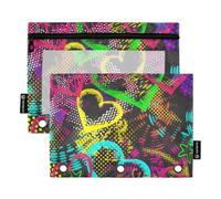 Astuccio a 3 anelli per raccoglitori con finestra trasparente colorato alla moda personalizzato graffiti astuccio morbido in colori assortiti raccoglitore a 3 anelli per aula scuola forniture per