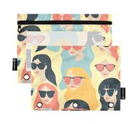 Astuccio a 3 anelli per raccoglitori con finestra trasparente con personaggi alla moda in tessuto con cerniera occhielli rinforzati a tre anelli per ufficio forniture scolastiche cosmetici