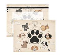 Astuccio a 3 fori in plastica per lettere A4, confezione da 2 pezzi, per studenti scolastici, insegnanti, gruppi di cani, zampe, cartuchera nera per lapices