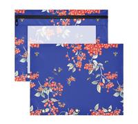 Astuccio a 3 fori per raccoglitori a 3 anelli, confezione da 2 pezzi, per insegnanti, casa, frutti di sorbo dolce, colore blu reale
