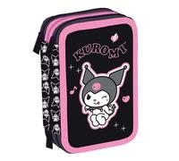 Astuccio a 3 Scomparti per Bambina da Scuola Elementare, Astuccio Completo di 44 Pezzi a Tre Zip con Portapenne - realizzato per KUROMI