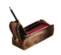 Astuccio A Borsellino - Organizzatore In Pelle Ad Alta Capacità - Astuccio Zaino Rustico per Studenti | Per Adulti Ragazzi Ragazze Studenti Insegnanti Ufficio Scuola Università Marcatori Pennelli Truc