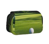 Astuccio a doppio strato con stampa di muro di mattoni industriali, grande capacità, organizer per studenti, bambini, adolescenti, artisti, viaggi e ufficio, Prato da golf, Taglia unica, Astuccio per