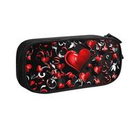 Astuccio a forma di cuore di San Valentino, per ragazzi e ragazze, romantico, grande, per penne, cancelleria da scrivania, organizer per matite, per scuola, ufficio, borsa per il trucco con cerniera