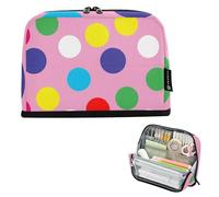 Astuccio a pois colorati rosa con cerniera grande astuccio per matite matite borse per penne in aula borsa per ragazzi studenti cancelleria bambini rientro a scuola forniture