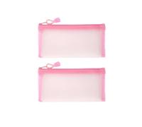 Astuccio a rete trasparente con cerniera, confezione da 10, astuccio con cerniera, organizer per cancelleria per la scuola (rosa)