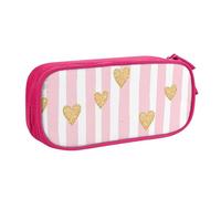 Astuccio a righe rosa per ragazzi e ragazze con cuore galassia grande portapenne da scrivania cancelleria organizer astuccio per scuola ufficio borsa per trucco con cerniera, Blu, 21x5x10.5cm