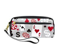 Astuccio, Ace Poker Card Dollar e Chips Pen Bag Pouch PU Leather Stationery Pouch con cerniera per ragazzi ragazze scuola e ufficio forniture