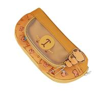 Astuccio ad alta capacità, resistente all'acqua, con cerniera, per penne e penne, organizer per scuola e ufficio, astuccio multi scomparto per bambini, Caffè poco profondo