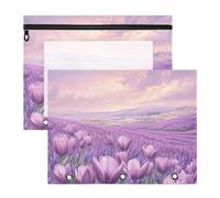 Astuccio adorabile a 3 fori per lettere A4, confezione da 2 pezzi, per studenti e oggetti artistici, colore: viola lavanda