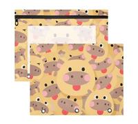 Astuccio adorabile con 3 fori per lettere di carta A4, confezione da 2 pezzi per insegnanti, forniture artistiche per riporre cartoni animati carini mucca marrone