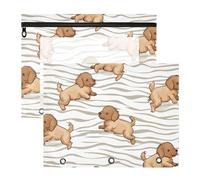 Astuccio adorabile per raccoglitori a 3 anelli, confezione da 2 pezzi, per insegnanti, studenti, insegnanti, carino, cartone animato, cuccioli, cani, animali, strisce, cartuchera para lapices