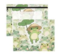 Astuccio adorabile portapenne per raccoglitori a 3 anelli, confezione da 2 pezzi, per studenti, studenti, insegnanti, cartoni animati, graziose rane, verde