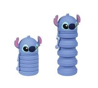 Astuccio allungabile a forma di stitch in silicone - azzurro