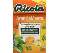 Caramelle RICOLA ARANCIA MENTA in Astuccio pz 20 - La caramella originale Ricola nella versione fruttata e rinfrescante - Senza zucchero e Senza glutine