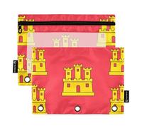 Astuccio arcobaleno a 3 anelli con bandiera Poitou Charentes portapenne con cerniera, tasche trasparenti con cerniera, 24,9 x 18 cm, 2 confezioni