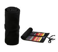Astuccio Arrotolabile in Tela, 1 pezzi Custodia con Astuccio Arrotolabile in Tela, Astuccio Rotolo per Tinta Unita, per Matite Colorate, per Artista, Scuola, Ufficio, nero, 24 Fori