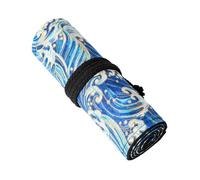 Astuccio arrotolabile in tela, per matite colorate, per artisti, scuola, ufficio, colore nero, Lamina d'oro Blu Oceano, 72 holes-2, 72 fori lamina d'oro blu oceano