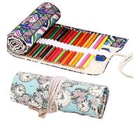 Astuccio Arrotolabile Matita, 2 Pezzi Portamatite Tela, Custodia Matite Tela, Organizer Portapenne Viaggio, per Artisti Schizzo Principianti Bambini Adulti Uso Quotidiano Ufficio, 36 Fori